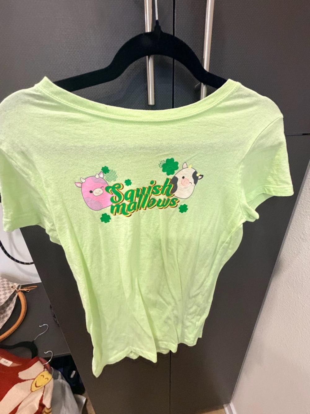 Squishmallows Lime Green Short Sleeve Tee with Pink & Cream Characters